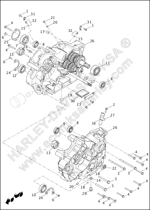 CRANKCASE AND GEARCASE